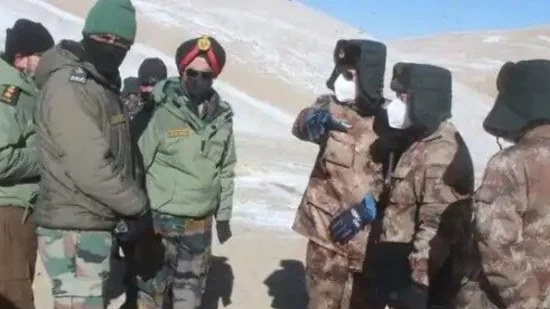 A brief confrontation between Indian and Chinese soldiers